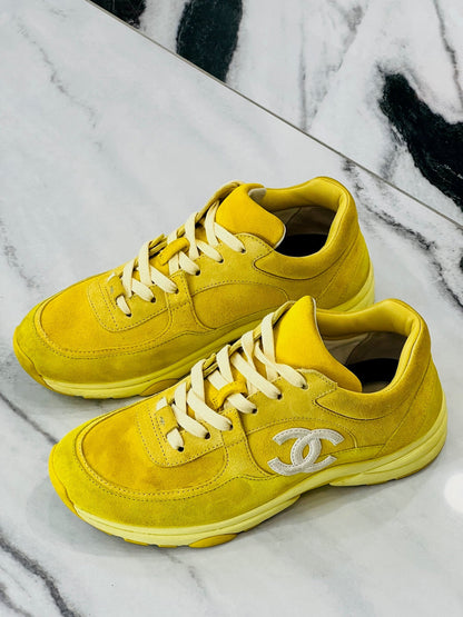 CHANEL CC SUEDE CALFSKIN SNEAKERS