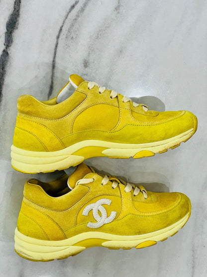CHANEL CC SUEDE CALFSKIN SNEAKERS