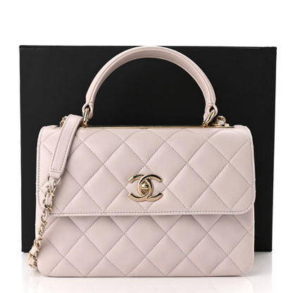 CHANEL QUILTED LAMBSKIN SMALL TRENDY CC HANDLE FLAP BAG PALE PINK