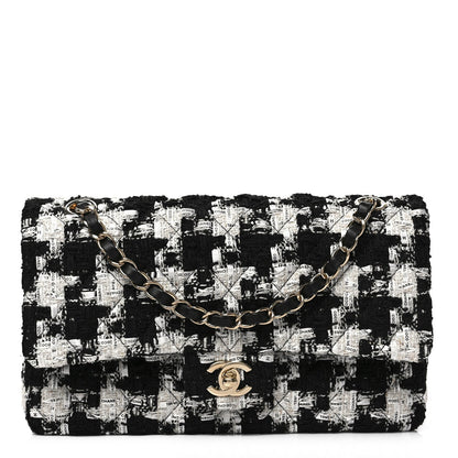 CHANEL QUILTED TWEED MEDIUM DOUBLE FLAP BAG