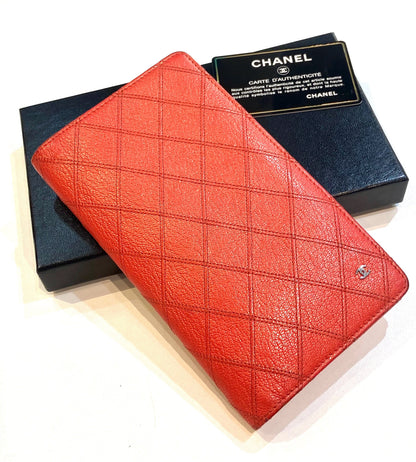 CHANEL CC QUILTED WILD STITCH LONG WALLET