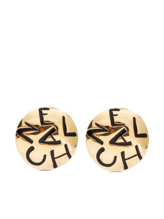 CHANEL VINTAGE  LOGO ENGRAVED CLIP-ON EARRINGS