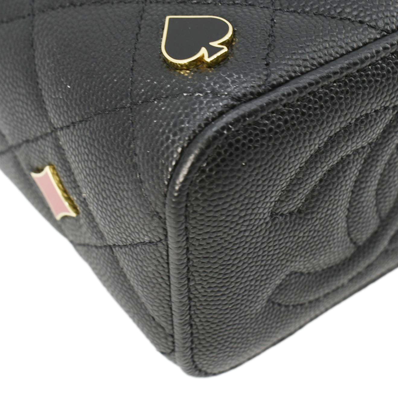 CHANEL Coco Casino Mini Quilted Caviar Leather Vanity Case Black