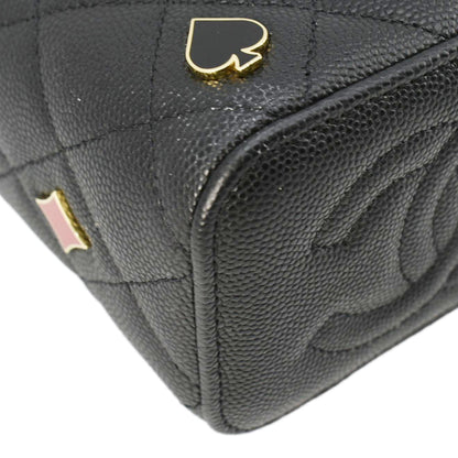 CHANEL Coco Casino Mini Quilted Caviar Leather Vanity Case Black