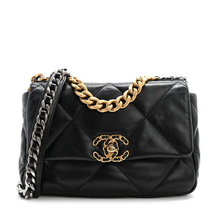 CHANEL QUILTED LAMBSKIN MEDIUM CHANEL 19 FLAP BAG