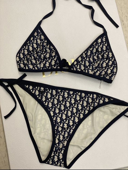 CHRISTIAN DIOR OBLIQUE TWO PIECE BIKINI SWIMSUIT