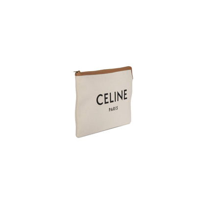 Celine 2019 Large Logo Printed Canvas Pouch Clutch