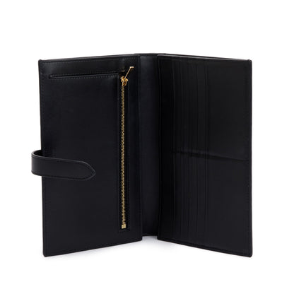 Celine 2021 Black Grained Calfskin Leather Large Strap Wallet