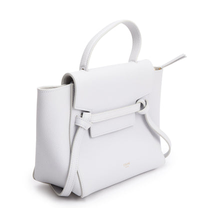 Celine 2021 Grey Grained Calfskin Leather Nano Belt Bag