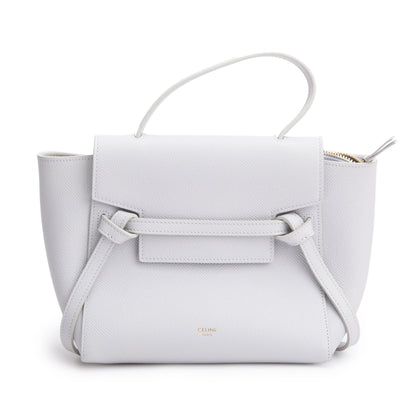 Celine 2021 Grey Grained Calfskin Leather Nano Belt Bag