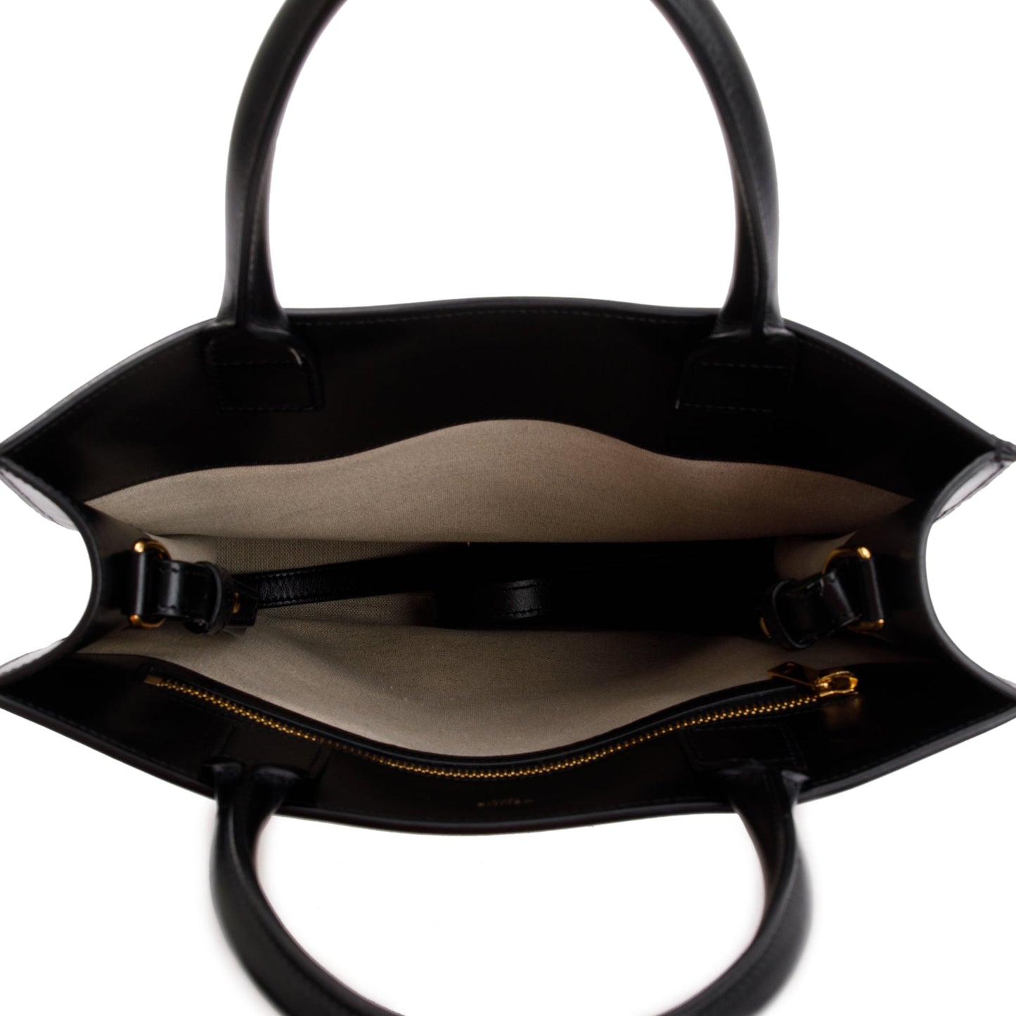 Celine 2021 Small Beige Canvas Black Calfskin Logo Vertical Cabas Tote