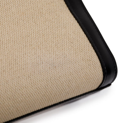 Celine 2021 Small Beige Canvas Black Calfskin Logo Vertical Cabas Tote