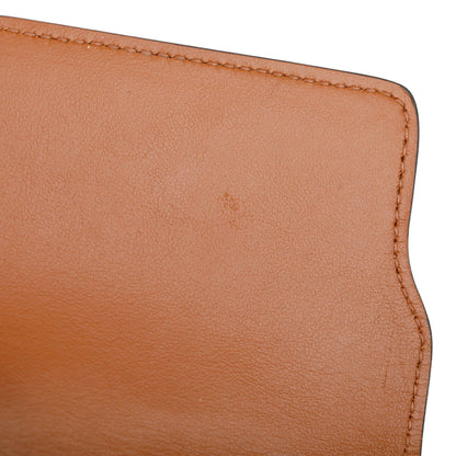 Celine 2021 White Triomphe Canvas & Tan Lambskin Leather Flap Phone Pouch