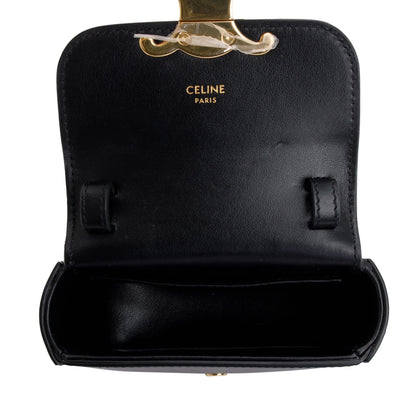 Celine 2022 Black Calfskin Leather Mini Triomphe Belt Bag