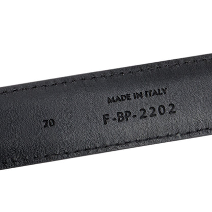 Celine 2022 Black Taurillon Leather Medium Triomphe Belt, Size 70