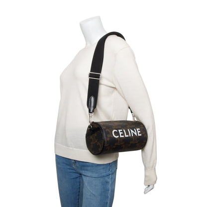 Celine 2022 Brown Triomphe Canvas Cylinder Bag