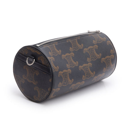 Celine 2022 Brown Triomphe Canvas Cylinder Bag