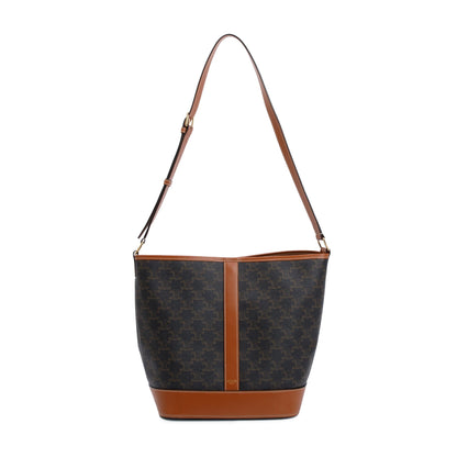 Celine 2020 Brown Triomphe Canvas Medium Bucket Bag