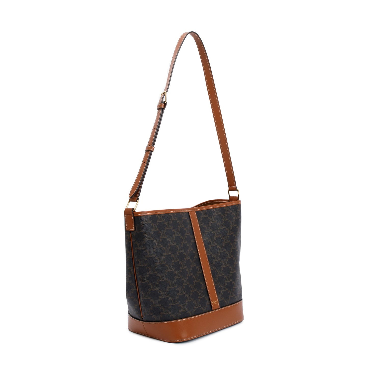Celine 2020 Brown Triomphe Canvas Medium Bucket Bag