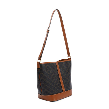 Celine 2020 Brown Triomphe Canvas Medium Bucket Bag