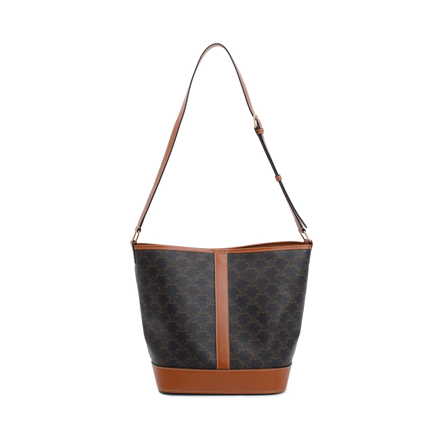 Celine 2020 Brown Triomphe Canvas Medium Bucket Bag