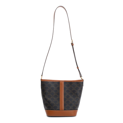 Celine 2022 Brown Triomphe Canvas Small Bucket Bag