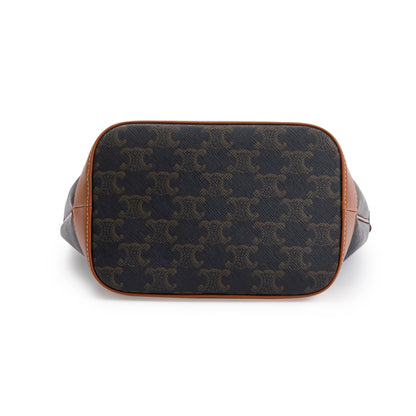 Celine 2022 Brown Triomphe Canvas Small Bucket Bag