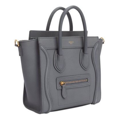 Celine 2022 Grey Calfskin Leather Nano Luggage Tote