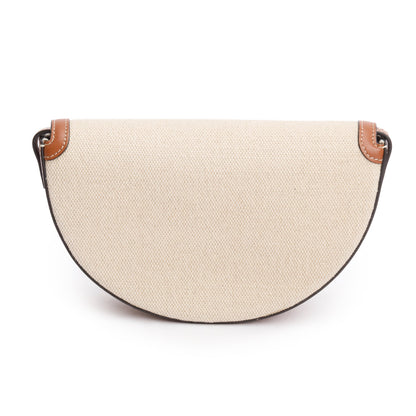 Celine 2022 Tan Smooth Calfskin Leather Neutral Canvas Besace Cuir Triomphe Crossbody Bag