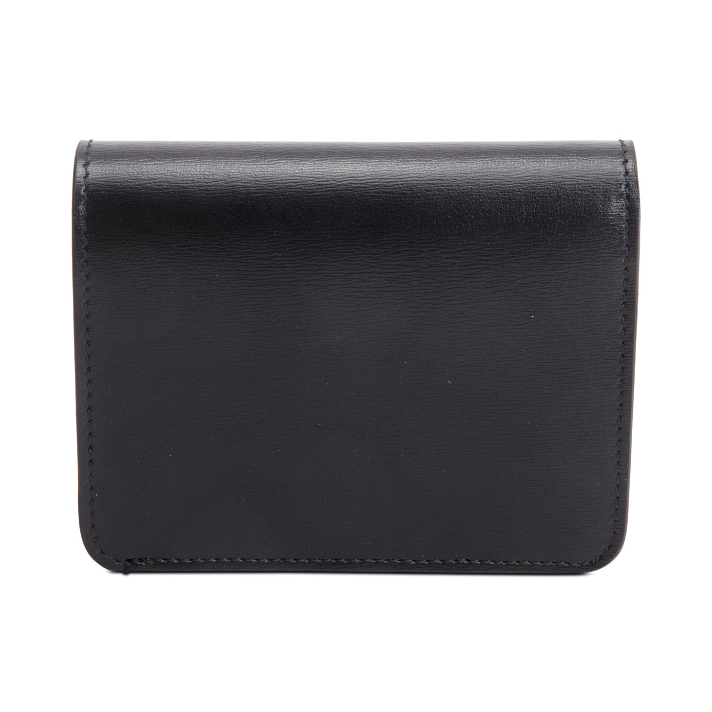 Celine 2023 Black Shiny Calfskin Leather Triomphe Compact Wallet