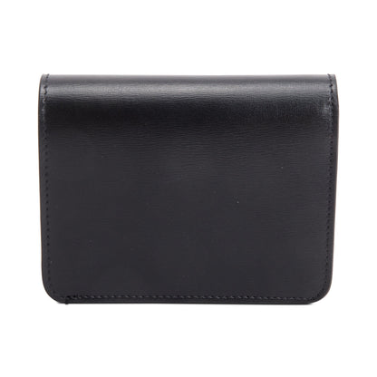 Celine 2023 Black Shiny Calfskin Leather Triomphe Compact Wallet