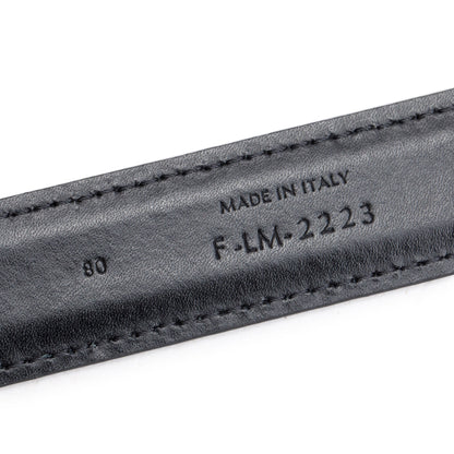 Celine 2023 Black Taurillon Leather Medium Triomphe 25 MM Belt, Size 80