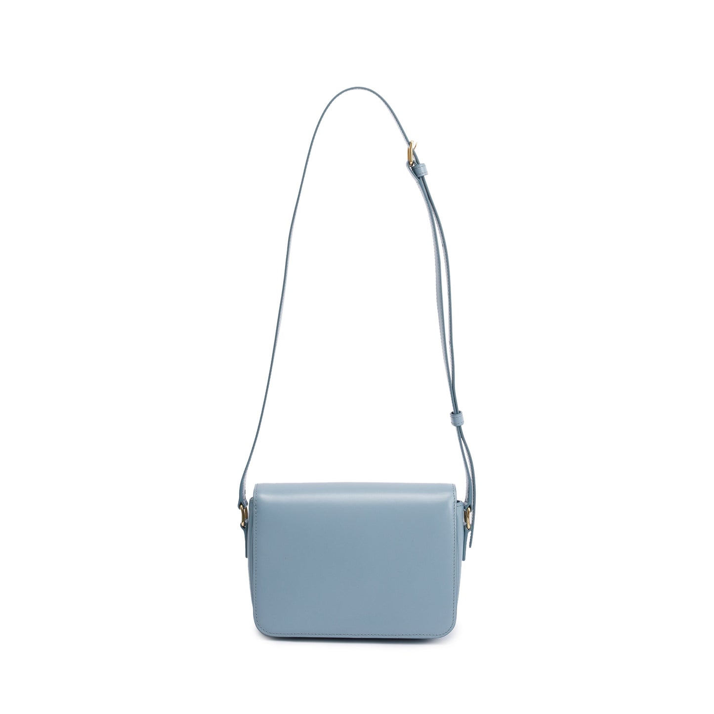 Celine 2023 Blue Shiny Calfskin Leather Teen Triomphe Shoulder Bag