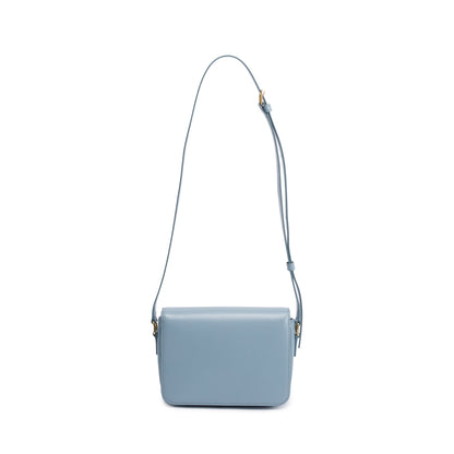 Celine 2023 Blue Shiny Calfskin Leather Teen Triomphe Shoulder Bag
