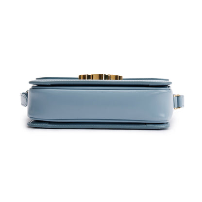 Celine 2023 Blue Shiny Calfskin Leather Teen Triomphe Shoulder Bag