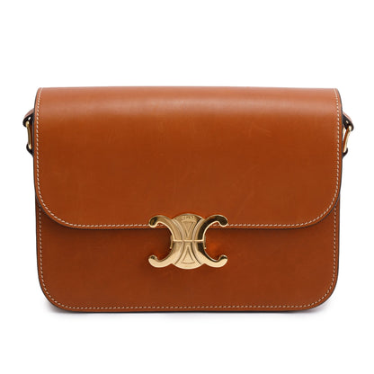 Celine 2023 Natural Calfskin Leather Classique Triomphe Shoulder Bag