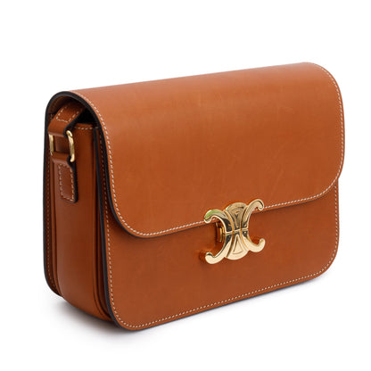 Celine 2023 Natural Calfskin Leather Classique Triomphe Shoulder Bag
