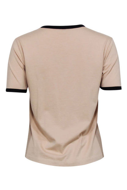 Luxury CELINE - Beige & Black Logo Crewneck T-Shirt Sz S