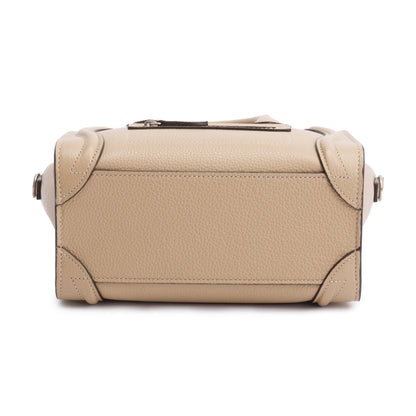 Celine Beige Drummed Calfskin Leather Nano Luggage Tote