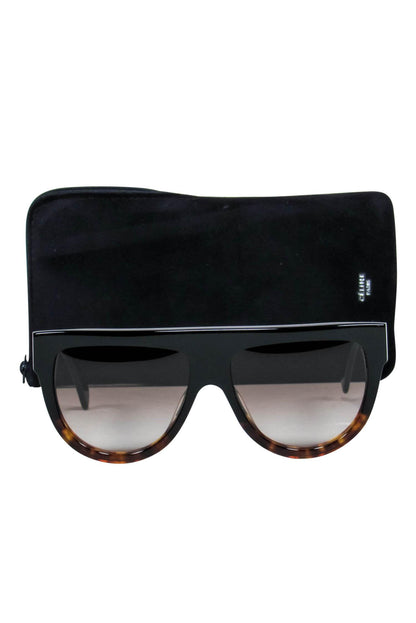 Luxury CELINE - Black & Brown Gradient Shield-Style Sunglasses