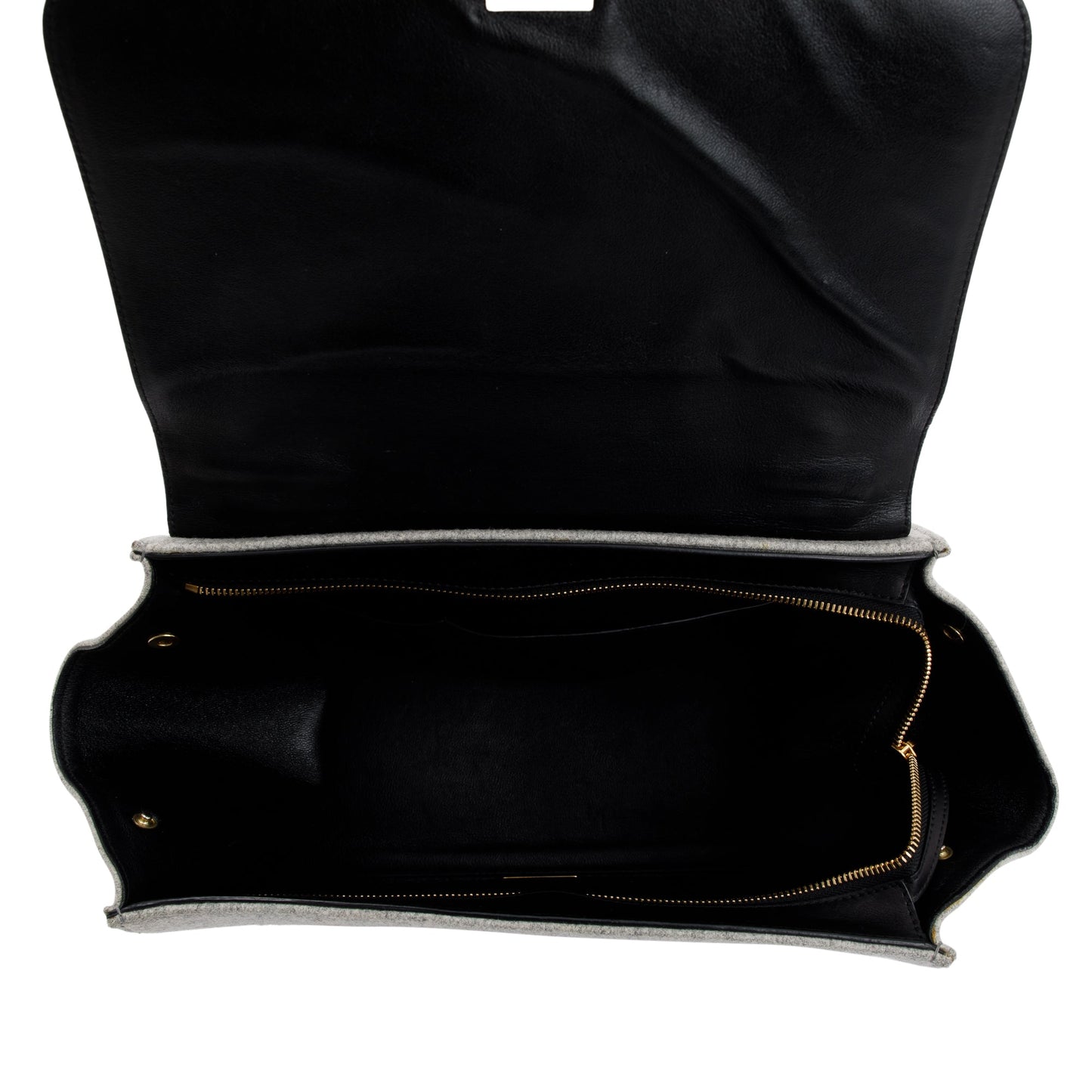 Celine Black Calfskin Leather and Grey Felt Medium Trapeze Bag
