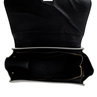 Celine Black Calfskin Leather and Grey Felt Medium Trapeze Bag