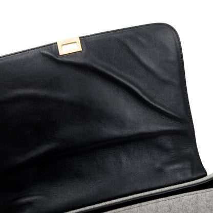 Celine Black Calfskin Leather and Grey Felt Medium Trapeze Bag