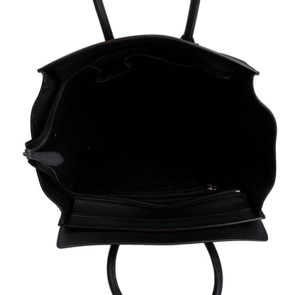 Celine Black Drummed Calfskin Leather Mini Luggage Tote