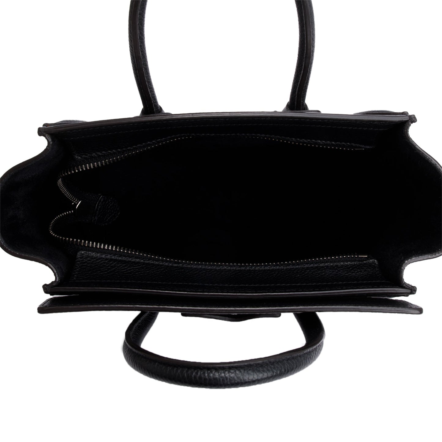 Celine Black Drummed Calfskin Leather Nano Luggage Tote