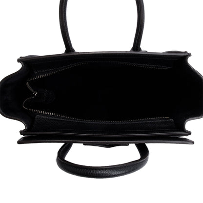 Celine Black Drummed Calfskin Leather Nano Luggage Tote