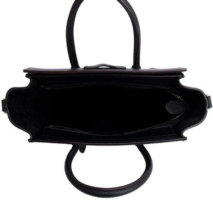 Celine Black Drummed Calfskin Leather Nano Luggage Tote