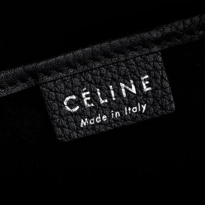 Celine Black Drummed Calfskin Leather Nano Luggage Tote