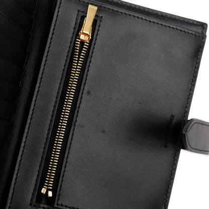Celine Black Grained Calfskin Leather Medium Strap Wallet