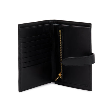Celine Black Grained Calfskin Leather Medium Strap Wallet